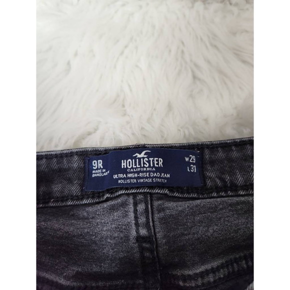 Hollister Womens Ultra High‎ Rise Dad Jeans Straight Black Color Block Juniors 9 - Picture 6 of 7